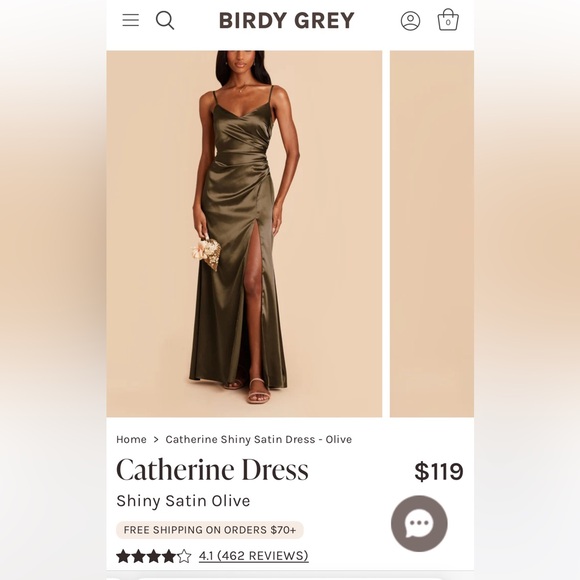 Birdy Grey Shiny Satin Olive Dress - Picture 2 of 4